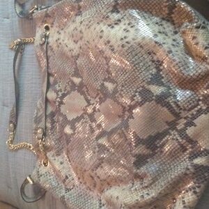 Michael Kors python snakeskin shoulder bag gold chain great condition